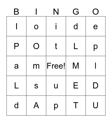 Letter Sounds Bingo Card