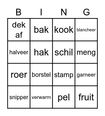 KOOK INSTRUCTIES Bingo Card
