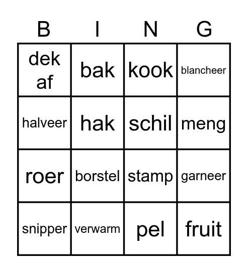 KOOK INSTRUCTIES Bingo Card