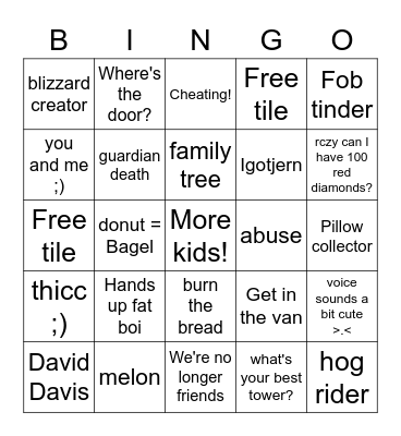 fob meme bingo Card