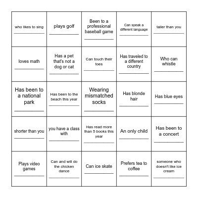 Find Someone Who.... Bingo Card