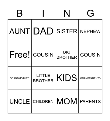 FAMILY Bingo Card