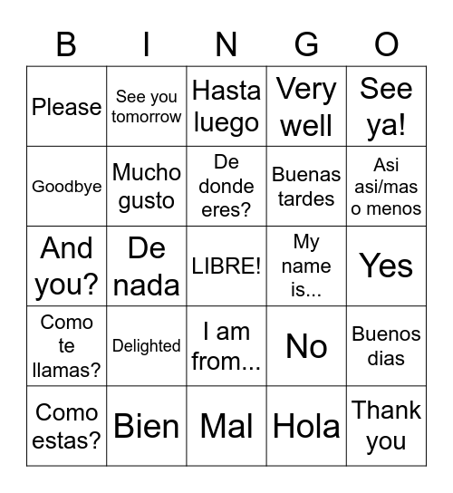 Conversation BINGO Card