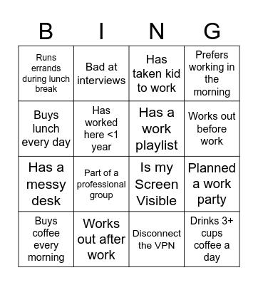 WFH BINGO!!! Bingo Card