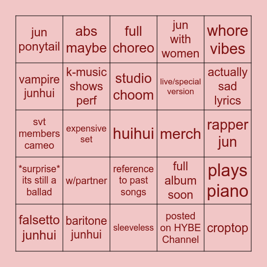 jun 'limbo' Bingo Card