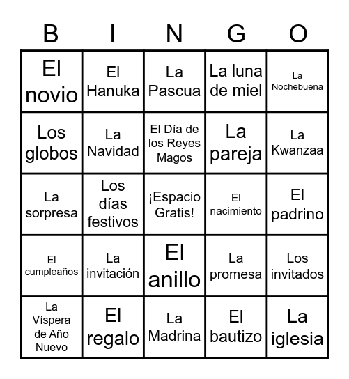 Los Acontecimientos de la Vida: Graziano Bingo Card