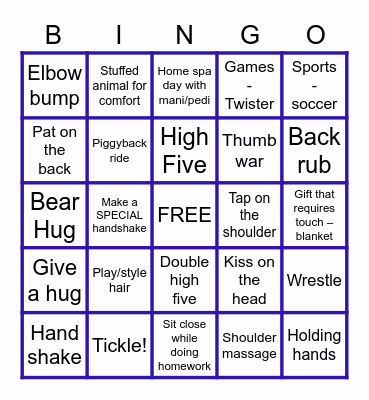 Love Language - PHYSICAL TOUCH Bingo Card