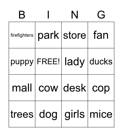 Magnified Glass Noun Bingo: Yellow Bingo Card