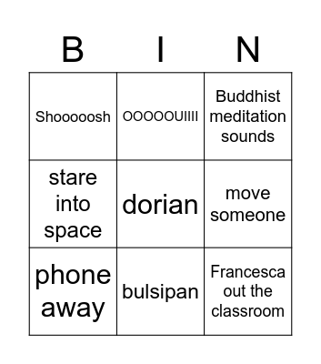 rupa bingo Card