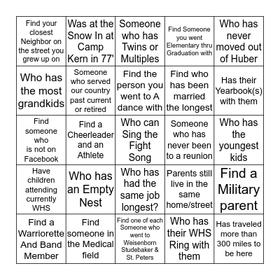 FIND These Warriors Bingo Card