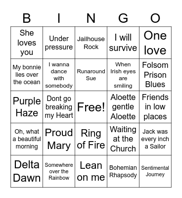 Tuesday Bingo Card
