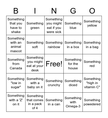 Food Drive Bingo! Bingo Card