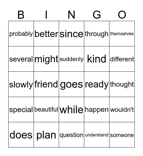 2nd first nine weeks sight words Bingo Card