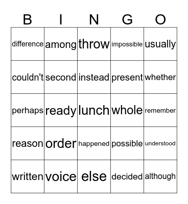 2nd second nine weeks sight words Bingo Card