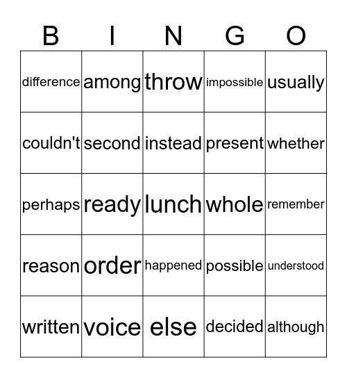 2nd second nine weeks sight words Bingo Card