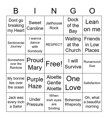 Tuesday Bingo Card