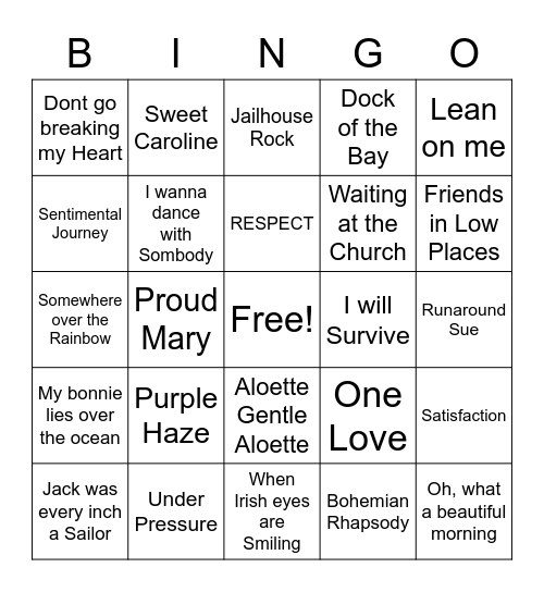 Tuesday Bingo Card