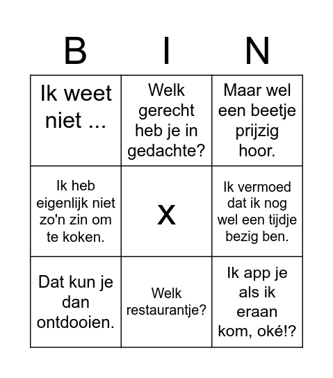 Link+ B1 T5.3 kook jij vanavond? Bingo Card