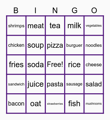 FOOD Bingo Card