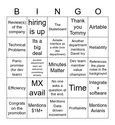 Family Days FE Bingo Card