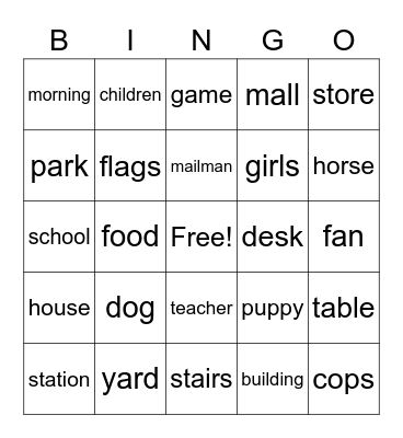 Magnified Glass Noun Bingo: BLUE/ORANGE Bingo Card