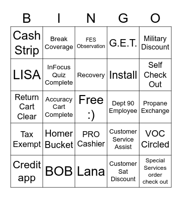 Cashier Appreciation 2022 Bingo Card