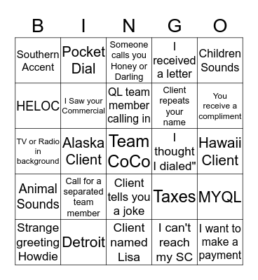 Team Coco BINGO Card