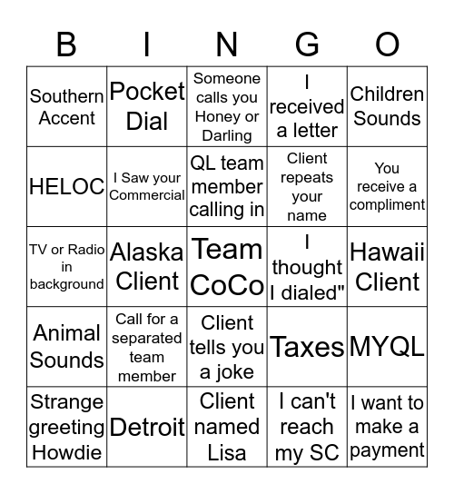 Team Coco BINGO Card