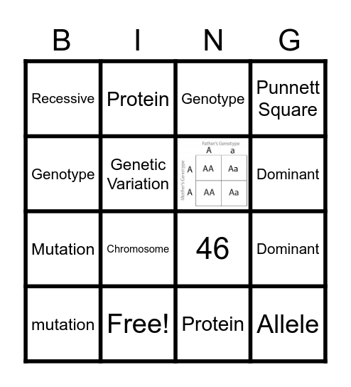 Genes and Natural Selection Bingo Card