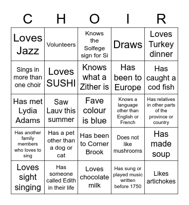 Getting to know EXSULTATE! Bingo Card