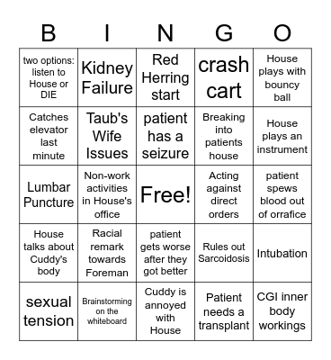 House, MD Bingo Card