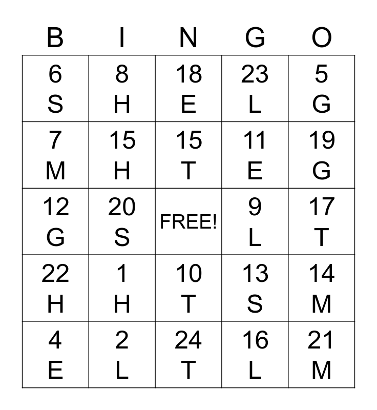 BLACKOUT Bingo Card