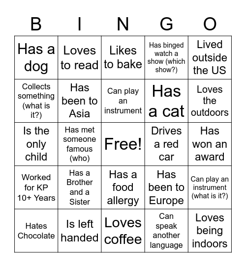 OBGYN Dept Bingo! Find a Co-worker who... Bingo Card