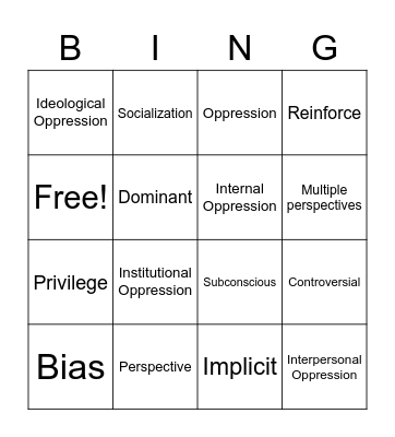 Vocabulary Bingo Card