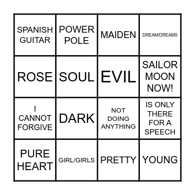 TUXEDO KAMEN BINGO Card