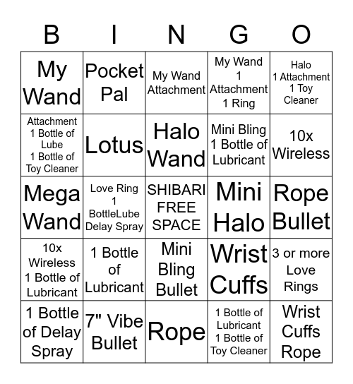 Shibari Bingo! Bingo Card
