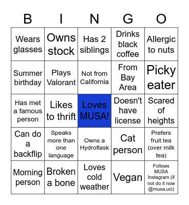 MUSA BINGO Card
