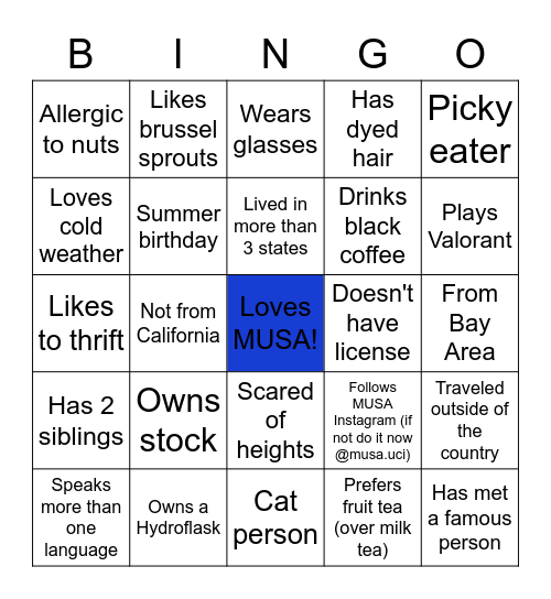 MUSA BINGO Card