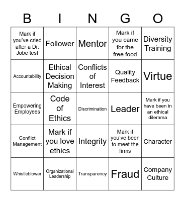 Student Center for the Public Trust Bingo Card