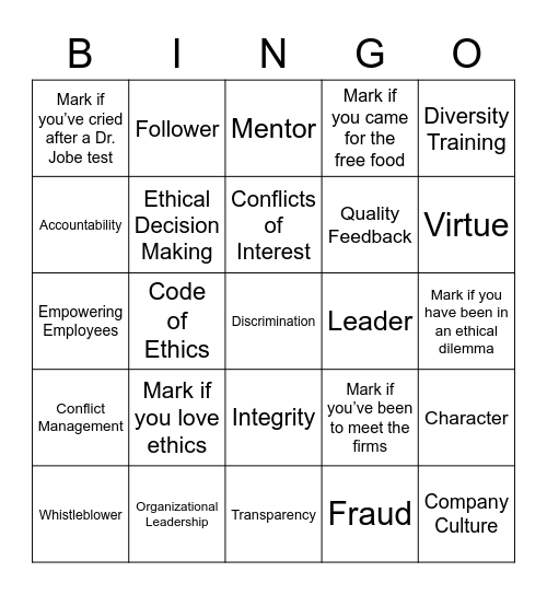 Student Center for the Public Trust Bingo Card