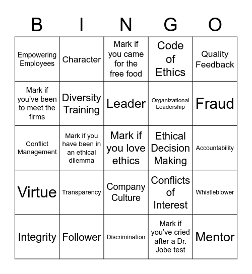 Student Center for the Public Trust Bingo Card