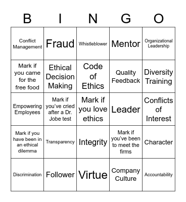Student Center for the Public Trust Bingo Card