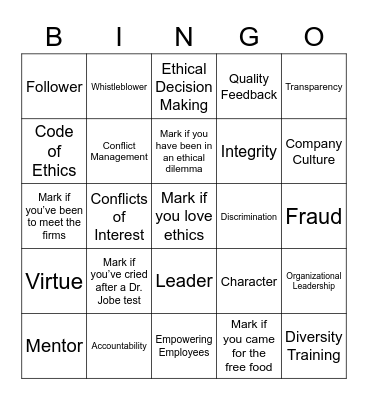 Student Center for the Public Trust Bingo Card