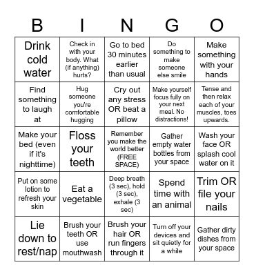 Bingo for Bad Mental Health Days Bingo Card