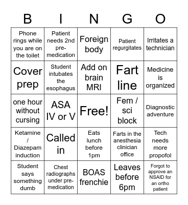 Dr. Pisack Bingo Card