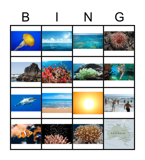 Ocean Vocabulary Bingo Card