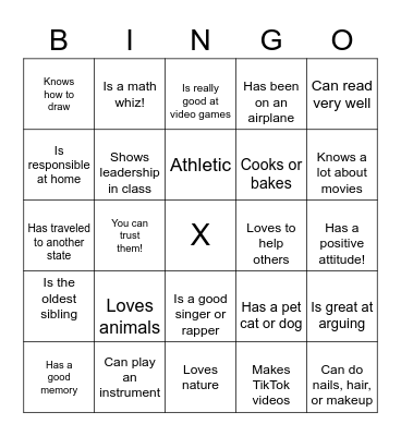 Strengths Bingo Card