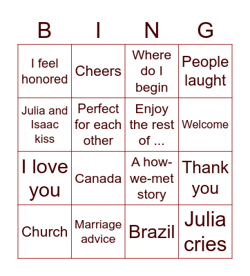 Toast Bingo Card