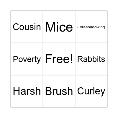 Of Mice and Men Bingo Card