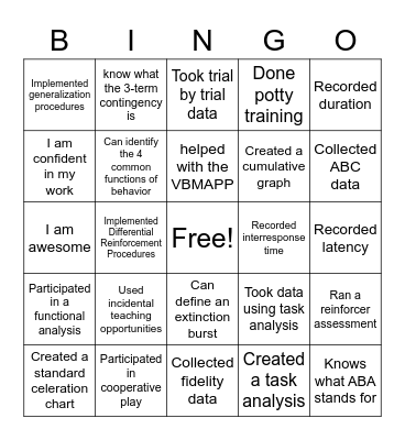 ABA BINGO Card